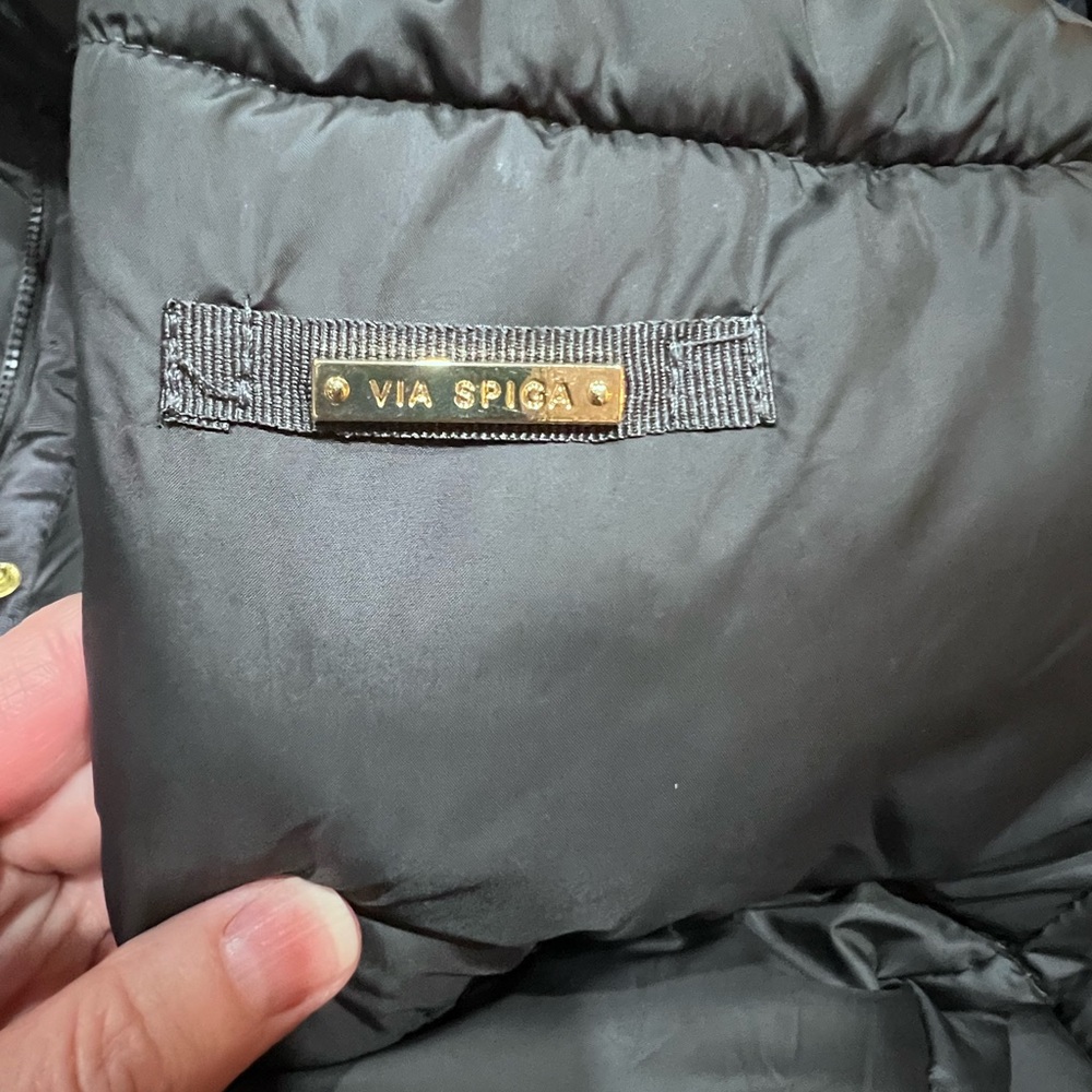 Via Spiga Grey Winter Coat with Faux Fur Trim Removable Hood | Size Medium - Picture 10 of 16